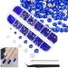 4200stk deep blue nail rhinestones SS6-SS200 dark blue nail rhinestones round flat back k9 glass sparkling nail gem stone nail art charms 1hrz-Dark blue