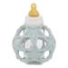 HEVEA upgecycyced 2in1 Baby glass bottle with rubber star ball made of 100% up-cycled natural rubber on plant-based plastic-free environmentally friendly BPA-free (Blue) light blue