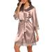 BESDEL Women's Satin Silk Short Kimono Robe L Taupe - Elegant Bridesmaids Robe - Buy Online on GoSupps.com