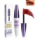 5D Red Mascara Voluminous Waterproof-1Pcs Silk Fiber Tubing Mascara for Eyelashes Volume and Length Curling Eye Lashes Longlasting Smudegproof Colored Mascara Liquid Lash Extensions Mascara for Women 07#Red