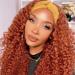 Headband Wigs for Black Women Ginger Orange Short Curly Wigs for Women No Lace Front Wig Coloful 350 Afro Curly Headband Wig Heat Resistant Fiber Hair Cosplay Wig (12inch, 350) 12 Inch 350#