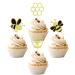 36 pieces Tortendeko Hummel cake decoration cupcake glitter honeycomb cupcake picks for baby shower birthday party cake decorations accessories pattern 9 honeybee