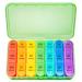 Pillbox 7 days 3 compartments tablet box 7 days at noon in the evening German Pill dose 7 days for a week of pill box 21 compartments medication box (green) green housing