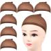Fandamei 6 Pcs Dark Brown Stretchy Nylon Wig Cap - Elastic Nylon Close End Stocking Wigs Cup Brown Unisex Wig Stocking Cap Hair Cup for Women Makeup