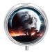 Pill Box Pill Case 3 Compartment Travel Pill Box Planet View Printing Small Pill Box Portable Medicine Pill Case Pill Organizer for Purse & Pocket for Travel Handbag (Round)
