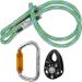 GM CLIMBING Hitch Slack Tending Pulley Kit for Double Rope Climbing System Basic Unit of General Hauling - 30kN Swing Cheek Micro Pulley & Oval Locking Carabiner & 30in 8mm VT Prusik Kit | Micro Swing Cheek Pulley (Black, Bushing)