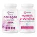 Micro Ingredients 8-in-1 Multi Collagen Pills & Women s Probiotics 100 Billion CFU Veggie Capsules | 2 Pack | Hydrolyzed Peptides + Hyaluronic Acid & Vitamin C | 40 Strains + Cranberry & D-Mannose