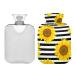 Hot Water Bottle 2L with Cover Vintage Sunflower Stripe Hot Water Bag for Pain Relief Hand Feet Warmer Winter