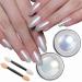 Wahrshei 2 White chrome nail powder pearl chrome powder with pearl shimmer effect pearl effect powder for glazed donut nails 2 white