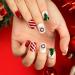 Christmas Tree Short Press On Nails - 24pcs Maggidea Acrylic Stick on Nails for Women and Girls - Ballet Red Fake Nails with Glue Sticker - Festive Gift Idea - Buy Online on GoSupps.com