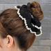 Accglory Extra Large Hair Scrunchies Studed with Pearls for Women Girls Fashion Hair Scrunchy Ties Big Hair Accessories for all hair styles (Black) - Buy Online on GoSupps.com