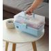 3-Layer Plastic Portable Storage Box - Blue | Multipurpose Organizer for Art, Craft, Cosmetic | Handled Storage Case for Home, School, Office | First Aid Kit Container - Buy Online on GoSupps.com