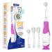 SEAGO Toddler Electric Toothbrushes for Baby Ages 0-3 Years Baby Toothbrush with Smart Timer and Suction Base 4 Replacement Brushheads (Purple-C)