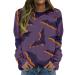 Halloween Costumes Halloween Cute Pattern Casual O Neck Long Sleeve Blouses Ladies Heated Sweatshirt Purple X-Large