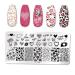 PiniceCore DIY Nail Art Plates Love Rose Flower Stamp Stencils Stamping Kit Manicure