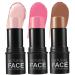 Contour Stick 3PCS Set Contouring Stick 3 Colors Waterproof Long Lasting Blush Stick Natural Finish Multipurpose Highlighter Makeup Stick for Cheeks Lips