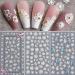 Flower Nail Art Sticker Decals 5D Hollow Exquisite Pattern Nail Art Supplies Self-Adhesive Luxurious Nail Art Decoration White Feather Lace Flower Leaf Carving Design DIY Acrylic Nail Art, 3 Sheet White Flower