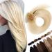 22 inch Pre Bonded Hair Extensions 100 Strands 100% Remy Human Hair Keratin Nail U Tip Real Hair Extension Straight (#60 Platinum Blonde 50g)