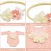Yuehuam Newborn Girl Lace Rompers Photography Outfit with Flower Headband - Pink - Buy Online on GoSupps.com
