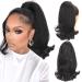 Kinky Straight Drawstring Ponytail Hair Extensions Synthetic Tail Warping Ponytail Hair for Black Women Natural Fluffy Yaki Straight Ponytail Hair Pieces Black Pony Tail Hair Bun With Elastic Band Drawstring