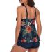 UNIQWETO Flowy Tankini Bathing Suit Set - Tummy Control Swimsuit for Women - Navy & Red Floral - Large - Buy Online on GoSupps.com