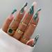 24Pcs Press on Nails Long  Green Marble Coffin Fake Nails Full Cover False Nails with Gold Foil Designs Nude Acrylic Glue on Nails Glossy Extra Long Press on Nails for Women Girls Manicure Decoration
