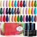 Artdone 23Pcs Gel Nail Polish Kit (5ml each) include Glossy & Matte Top Coat and Base Coat Soak Off Nail Polish Set Pink Blue Green Yellow Silver Glitter Gel Nail Polish for NAIL ART Set B 0.15 Fl Oz (Pack of 23)