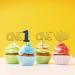 Set of 24 Crown One Cupcake Toppers Blue&Gold Glitter Number 1 Sign Cupcake Picks 1st Birthday Cake Decorations Anniversary/Baby Shower Party Supplies - Buy Online on GoSupps.com