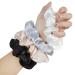 Scrunchies Hair Ties Satin Silk Accessories for Women - Elastic Cute Soft No Damage Big Scrunchie No Crease Stretchy Hair Girls Ponytail Holders Hair Ties For Thick Curl Hair Bracelet Hair Tie 4 Count (Pack of 1) Light Color