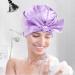 Arqumi Reusable Shower Cap with Ribbon Bow | Waterproof Double-Layer Bath Cap for Women Men | Large Elastic Hair Bonnet for Long Thick Hair - Purple C Shower Cap - Buy Online on GoSupps.com