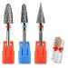 CGBE 3Stk nail cutter attachments tungsten alloy nail miller grinding heads hard metal bits remove gel acrylic nail skin fine medium grit