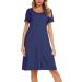 Lovasy Women's Navy Blue Maternity Nightdress with Pockets - Buy Online on GoSupps.com