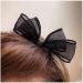 Aneneiceera Vintage Tulle Bow Hair Clip Black Silk Chiffon Head Clip Bowknot Hair Bow Clip Black Tulle Bow Hair Barrette Tulle Bow Clips Black Bow Headpieces Hair Accessories for Women and Girls