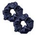 LILYSILK Silk Hair Scrunchies for Frizz Prevention 100% Mulberry Silk Hair Ties for Breakage Prevention Elastic ponytail Holders(Navy Blue 2Pcs) 2 Count (Pack of 1) Navy Blue 2pcs