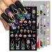 Halloween Nail Art Stickers Gradient Pumpkin Horror Mask Nail Decals 3D Self-Adhesive Spider-Web Bat Design for DIY Nail Supplies Decoration (5 Sheets) Halloween Colorful 5 Sheets