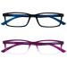 Opulize sea glasses Blue light filter narrow frame spring hinges improve the sleep computer glasses gaming reflective men B9 +1.00 diopters black / purple