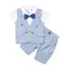 AmzBarley Baby Boys Gentlemans Outfit Suit Kids Long/Short Sleeve Dress Shirt Pants Vest Bowtie Tuxedo Rompers Childs Birthday Evening Holiday Party Blue 105 3-4 Years
