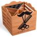 Professional Salon Scissor Shear Holder Box - Brown Wooden Desktop Storage for Hairdressers & Groomers | 4-Grille Sponge Holder with Comber Clips Stand - Buy Online on GoSupps.com