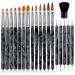 TOROKOM 19Pcs Acrylic Nail Brush Set Nail Brushes for Nail Art Pen Nail Art Tools for Acrylic Application incl 7Pcs Gel Nail Polish Brush 6Pcs Nail Design Brush 5Pcs Dotting Pen 1Pc Nail Dust Brush Black