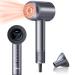 Hair Dryer KFJ Ionic Blow Dryer with 110 000 RPM High Speed Motor for Fast Drying 1500W Low Noise Lightweight Hairdryer with Thermal-Control for Home/Travel (Dark Grey)
