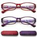 Reading Glasses Womens Blue Light Blocking - 2 Pack Anti-blue Readers for Women UV Protection Eyeglass +2.0 Red/Purple 2.0 x