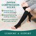 Copper Zipper Compression Socks 15-20mmHg - 2 Pairs, Open Toe Support, Black, Large-X-Large - Buy Online on GoSupps.com