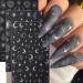 Stylish 3D Metallic Nail Art Stickers - Silver Moon Star & Snake Designs - Luxury Self-Adhesive Decals for DIY Manicure Decoration - Buy Online on GoSupps.com