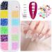 Buy 5 Boxes Shiny Colorful Nail Art Rhinestones Kit - AB Flatback Crystals Mermaid Pearls Gems with Pickup Pen & Curved Tweezer | International Shipping Available - Buy Online on GoSupps.com