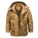 Hanxiulin fleece jacket plush jacket cuddly jacket men coat winter jacket long -sleeved winter coat jacket loose slim causal sweat jacket fleece buffer coat with hooded jacket winter jacket khaki xxl