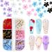 Flower Nail Art Charm for Acrylic Nails Crafts Makeup 2 Mixed Sizes Nail Charms Fashion Nail Accessories for Women Girls DIY Nail Designs Supplies (Pack of 6 Colors)