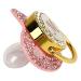 Ergonomic Baby Pacifier with Covered Rhinestones - Golden Curved Design Letters M | International Shipping - Buy Online on GoSupps.com