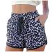 Running Shorts for Women Ladies Casual Shorts with Pockets Tummy Control Soft Cotton Lounge Shorts for Outddoor C3-dark Blue X-Large
