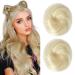 REECHO 2 PCS Mini Claw Clip in Messy & Cat Ears Hair Bun Extensions Wig Accessory Updo Hairpieces for Women Girls (Pack of 2-3" Straight Natural Blonde) Pack of 2 - 3" Straight Natural Blonde