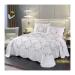 Scandinavian Embroidery Cotton Quilted Bedspread Bed Padded Quilt Blanket Blanket Home Bedspread Bedding Set 3PC Soft (White 104x92inch)